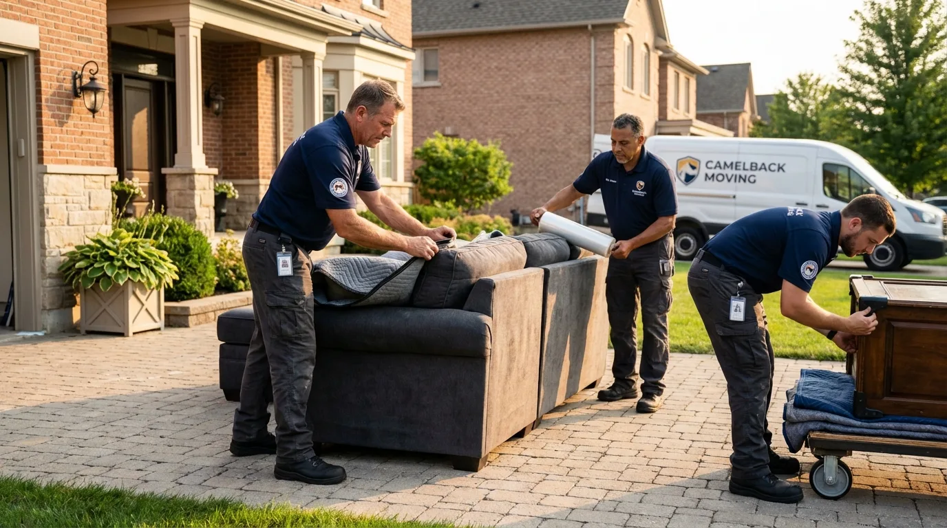 Large estate moving crew wrapping furniture in Fort Hancock, TX