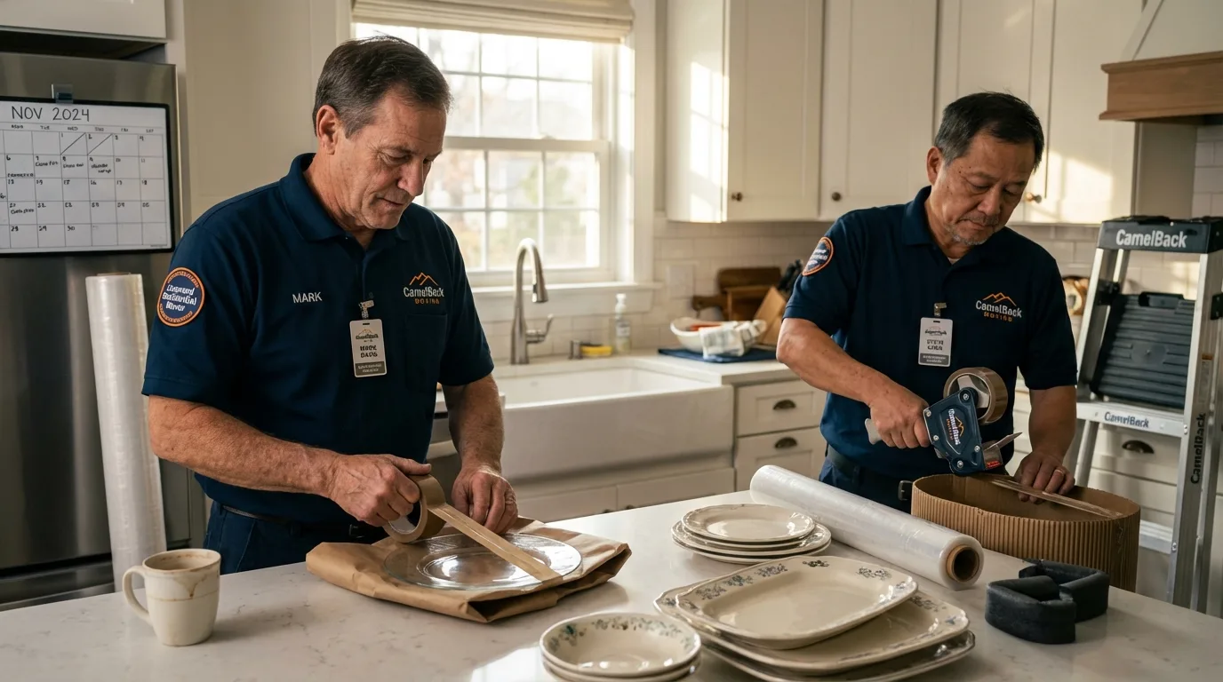 Professional crew packing kitchen dishware in Fort Hancock, TX